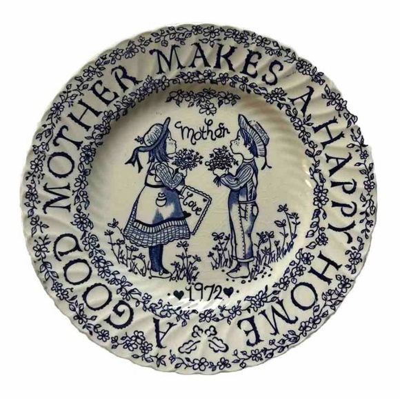 Royal Crownford Other - Royal Crownford Plate "A Good Mother Makes A Happy Home" England Blue White 9”